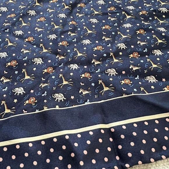 Blue pink animal print silk square scarf - Picture 2 of 3